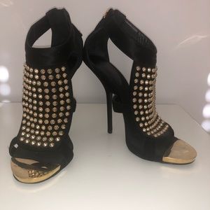 Giuseppe Zanotti black heels with gold spikes